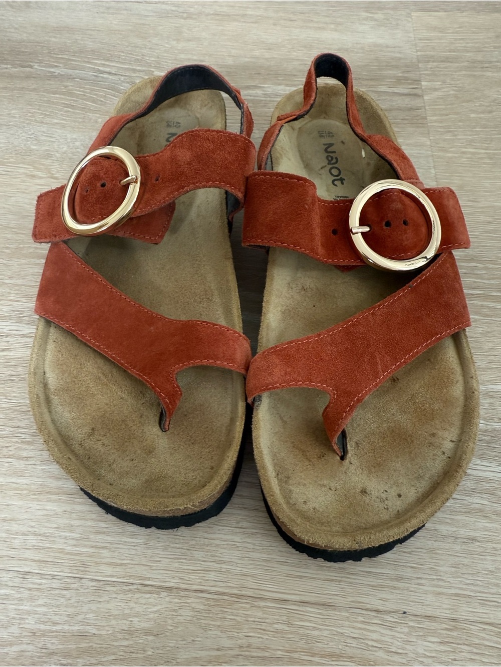Naot Baltimore Suede Buckled Thong Slingback Sandals size 40